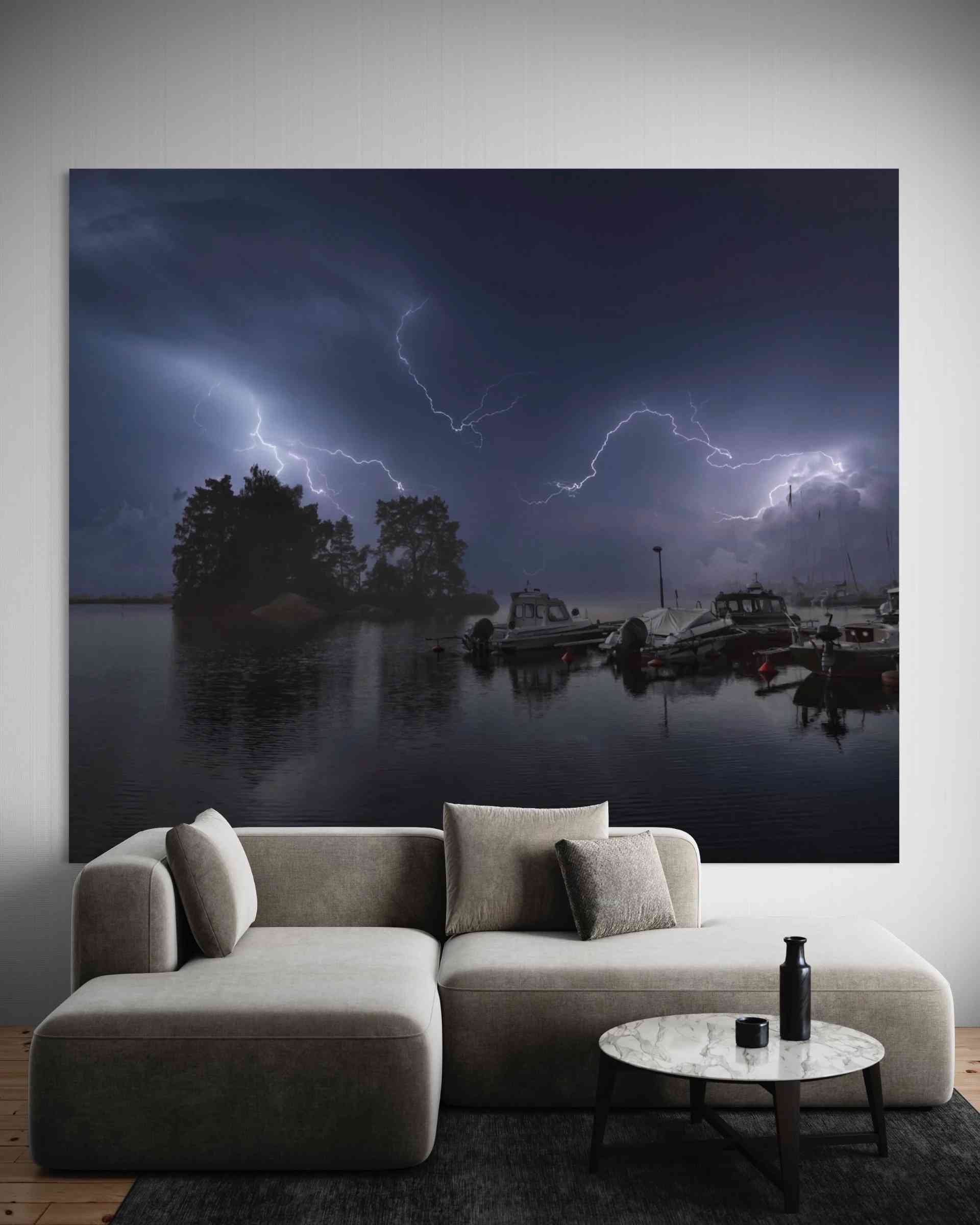 Living Room with Giant Wall Image